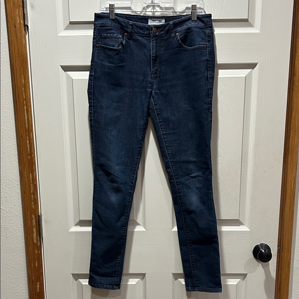 LOFT Curvy Mid-rise Midnight  Blue Skinny Jeans